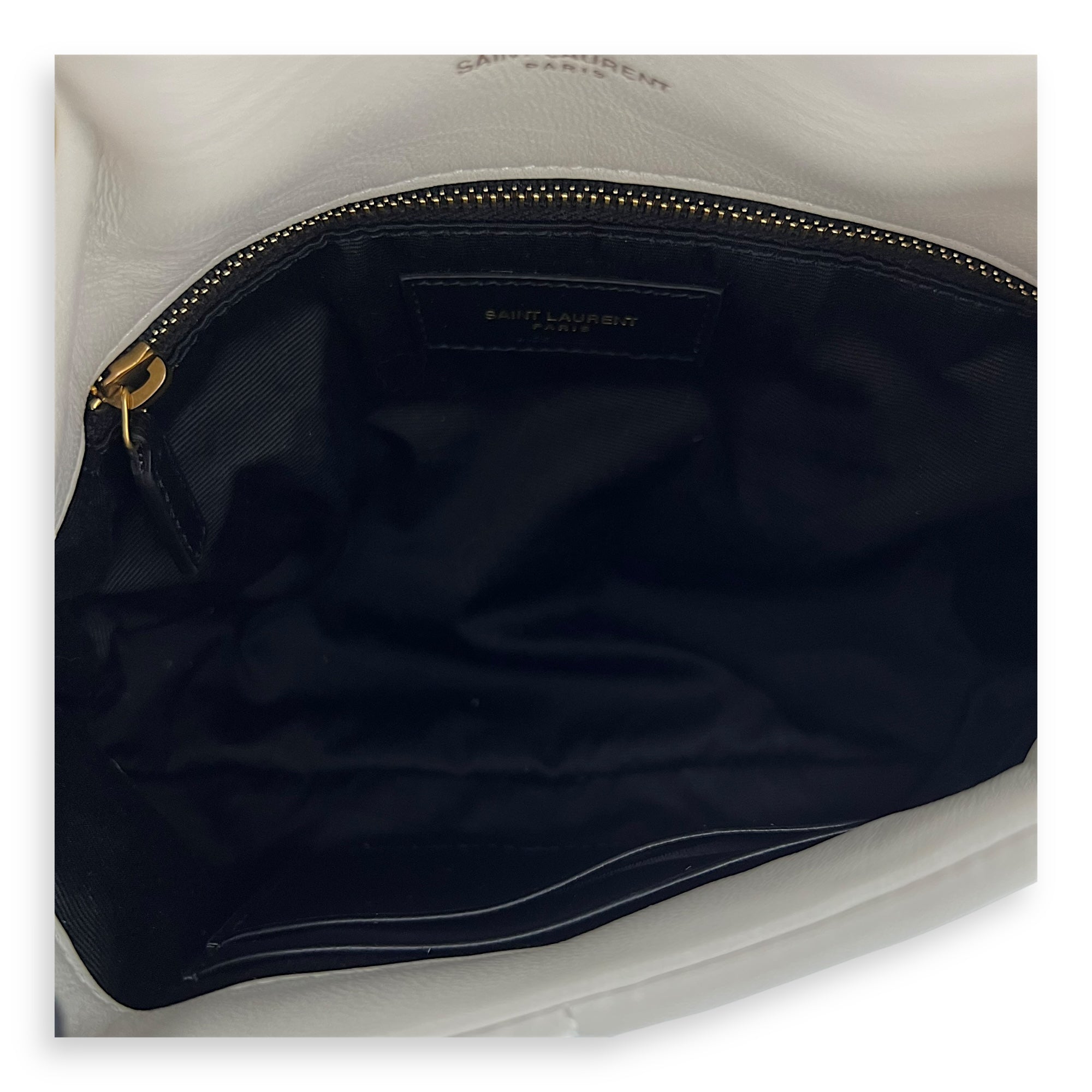 Saint Laurent Puffer Shoulder Bag Toy Ecru in Lambskin, Brushed Gold hardware_6