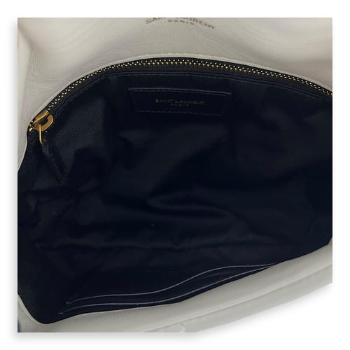Saint Laurent Puffer Shoulder Bag Toy Ecru in Lambskin, Brushed Gold hardware_6
