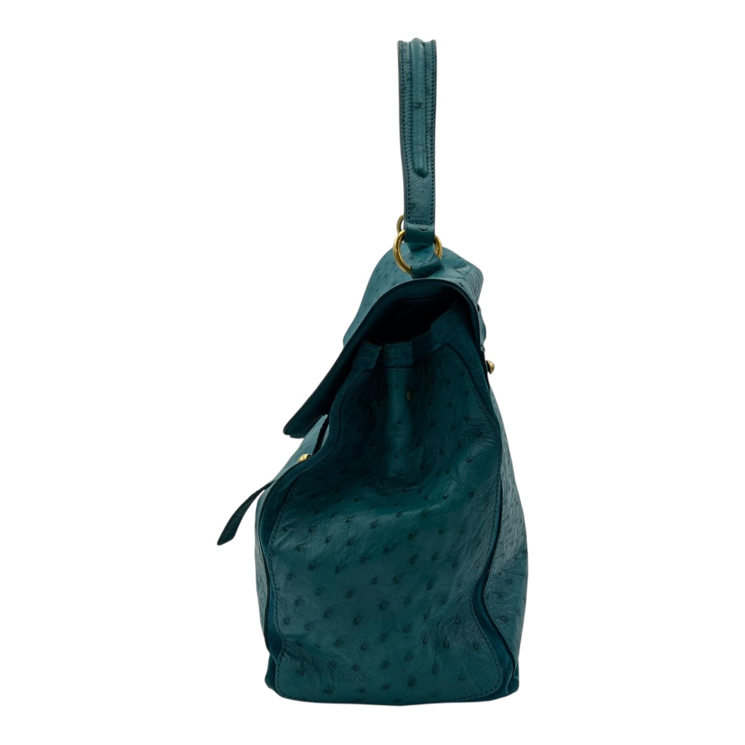 Saint Laurent Muse Top Handle Bag Green in Others, Gold hardware_4