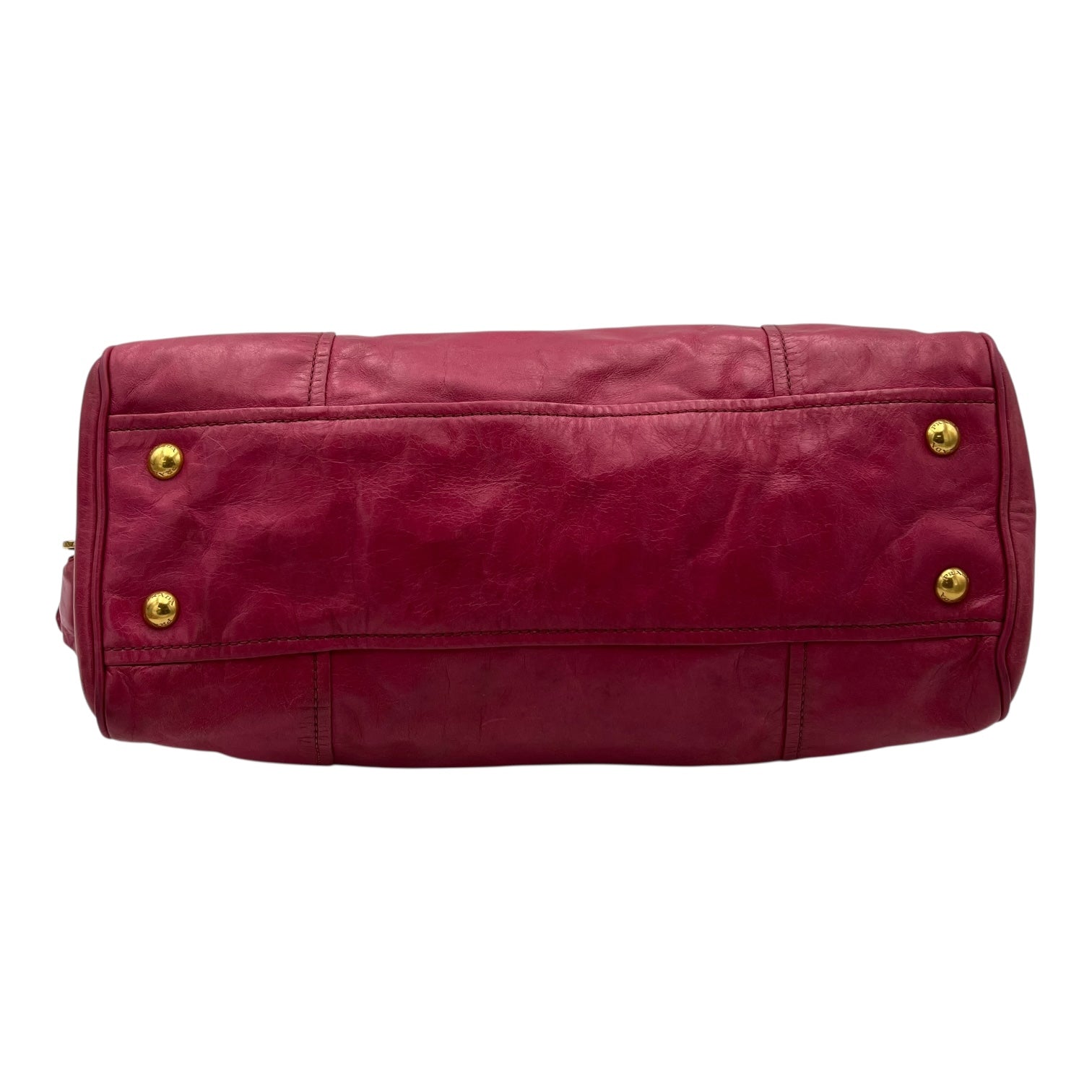 Prada Vitello Shine Top Handle Bag Medium Pink in Calfskin, Gold hardware_5