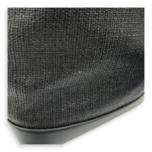 Saint Laurent Teddy Tote Bag Black in Raffia, Silver hardware_7