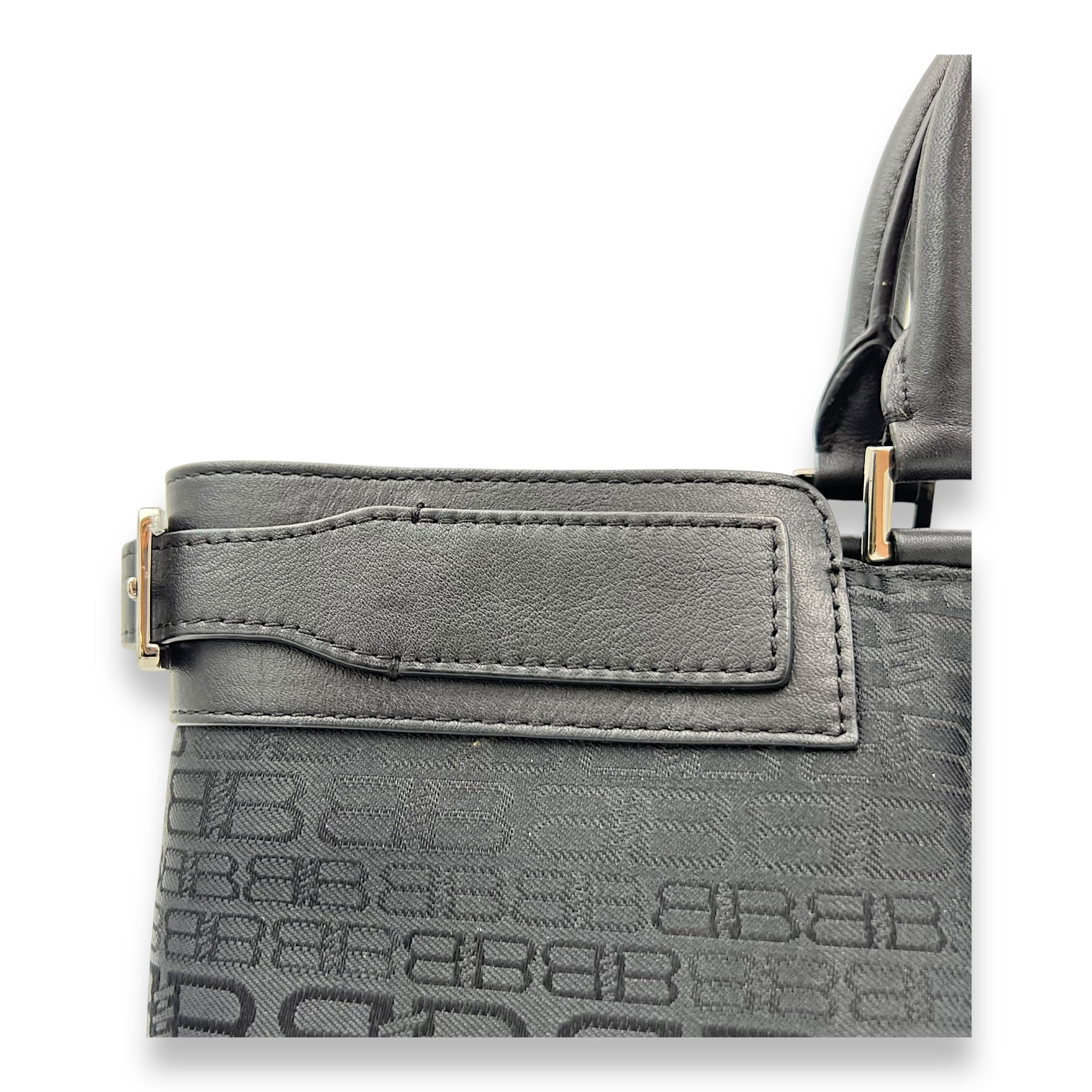 Balenciaga Logo Top Handle Bag Black in Canvas, Silver hardware_9