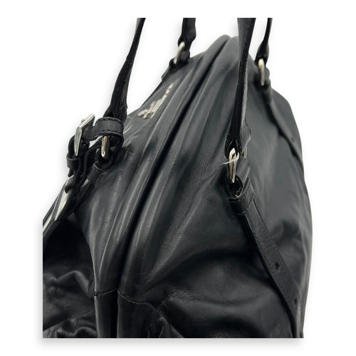 Prada Frame Shoulder Bag Black in Calfskin, Silver hardware_7