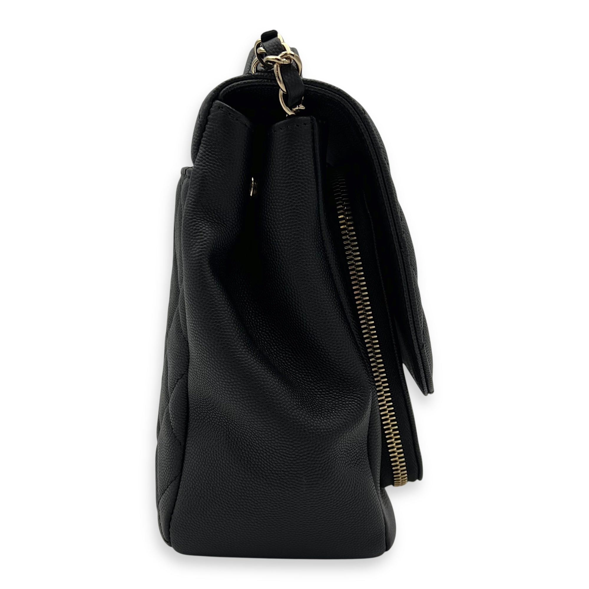 Chanel Business Affinity Black Top Handle Bag in Caviar Leather, Light Gold hardware_3