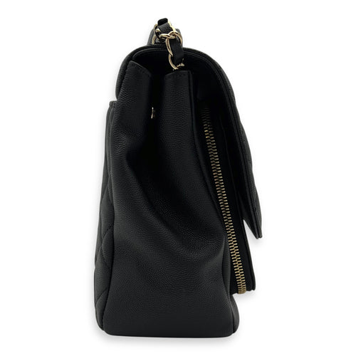 Chanel Business Affinity Black Top Handle Bag in Caviar Leather, Light Gold hardware_3