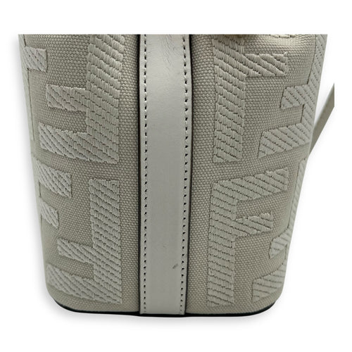 Fendi Mon Tresor Mini White Bucket Bag in Canvas, Silver hardware_13