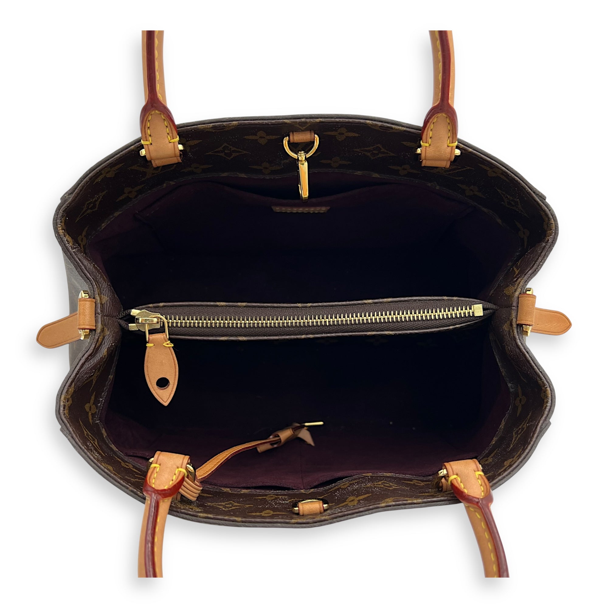 Louis Vuitton Montaigne Top Handle Bag MM Brown in Monogram Coated Canvas, Gold hardware_6