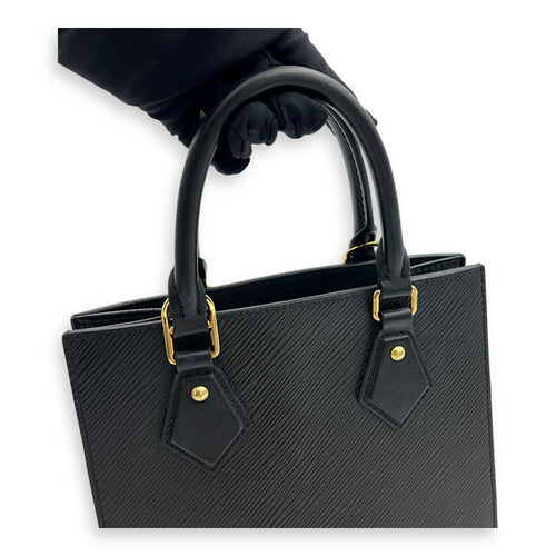 Louis Vuitton Sac Plat Top Handle Bag Black in Epi Leather, Gold hardware_12
