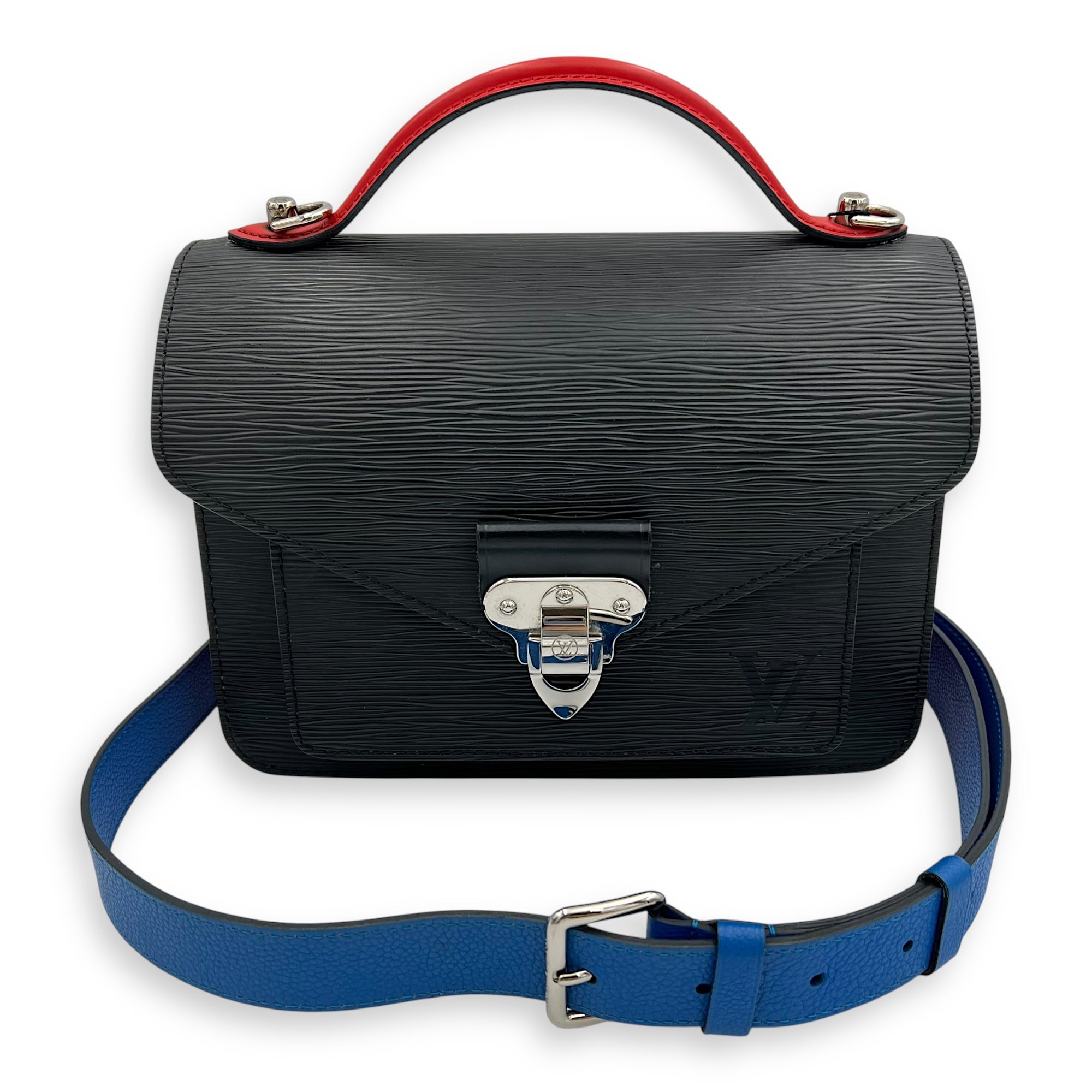 Louis Vuitton Monceau Black Top Handle Bag in Epi Leather, Silver hardware_14