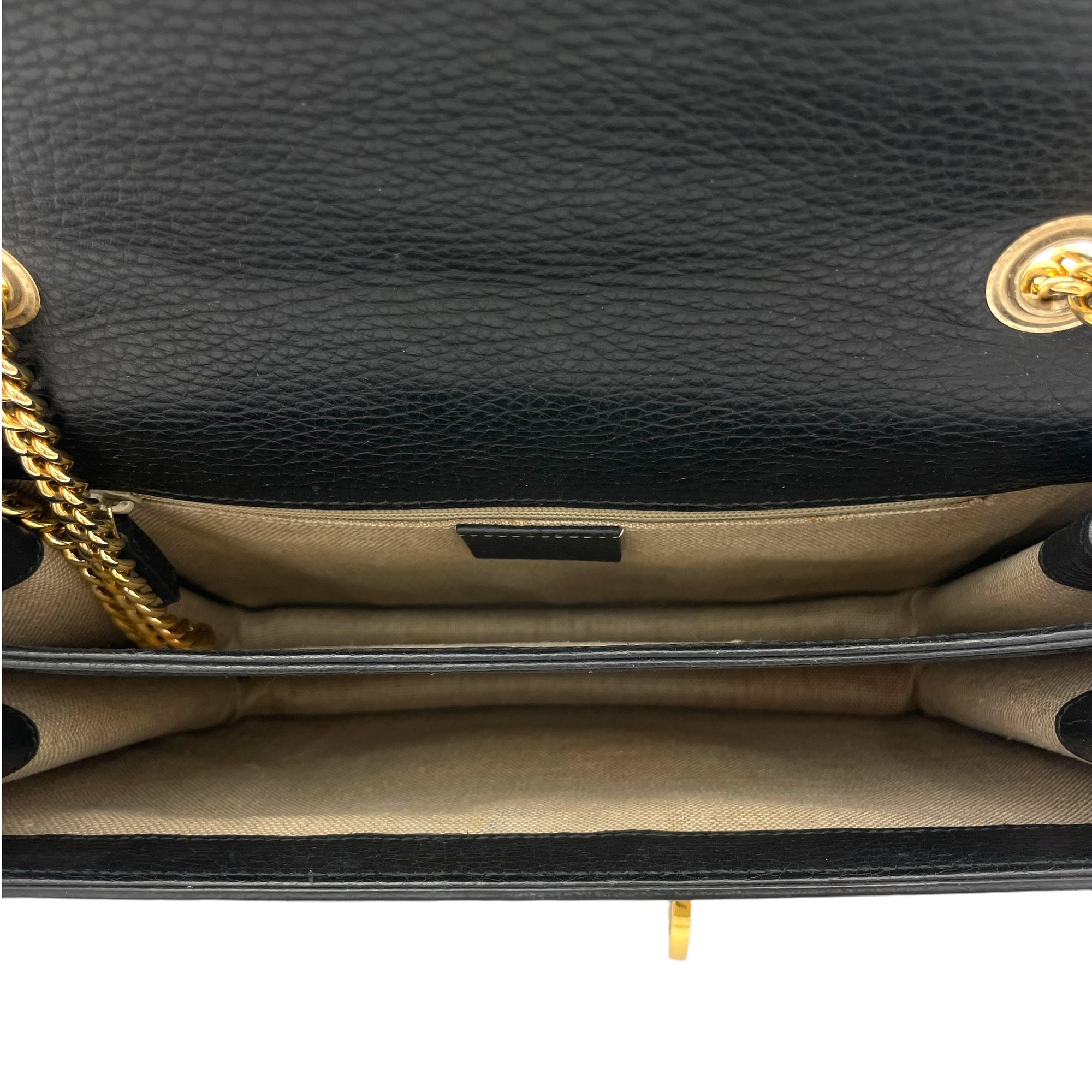 Interlocking G Black Shoulder Bag in Calfskin, Gold hardware