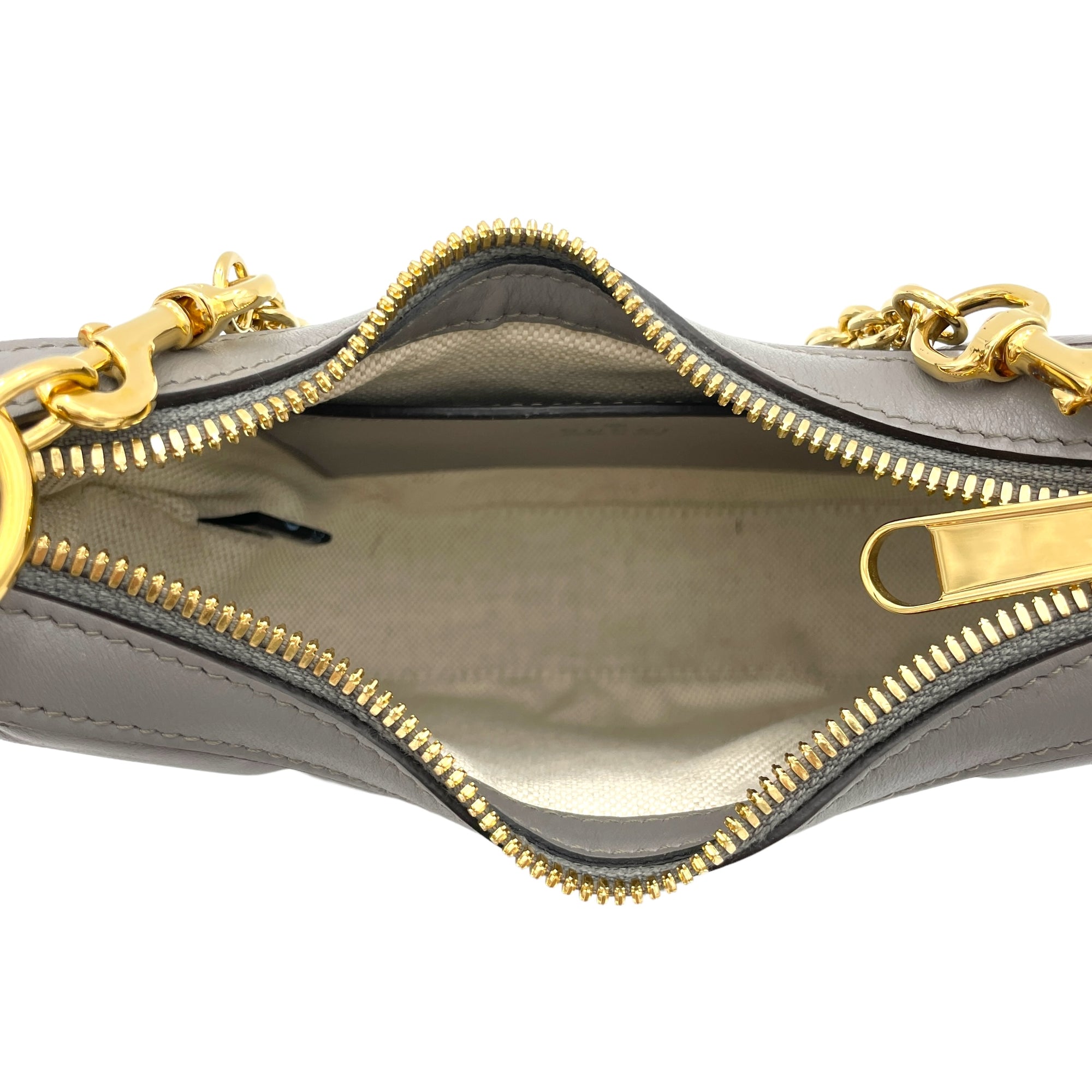 Matelassé Grey Shoulder Bag in Calfskin, Gold hardware