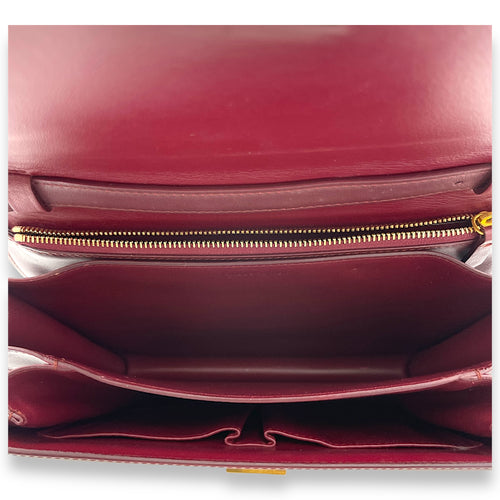 Box Medium Maroon Shoulder Bag in Calfskin, Gold hardware