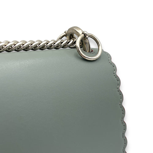 Kan I Small Grey Shoulder Bag in Calfskin, Silver hardware