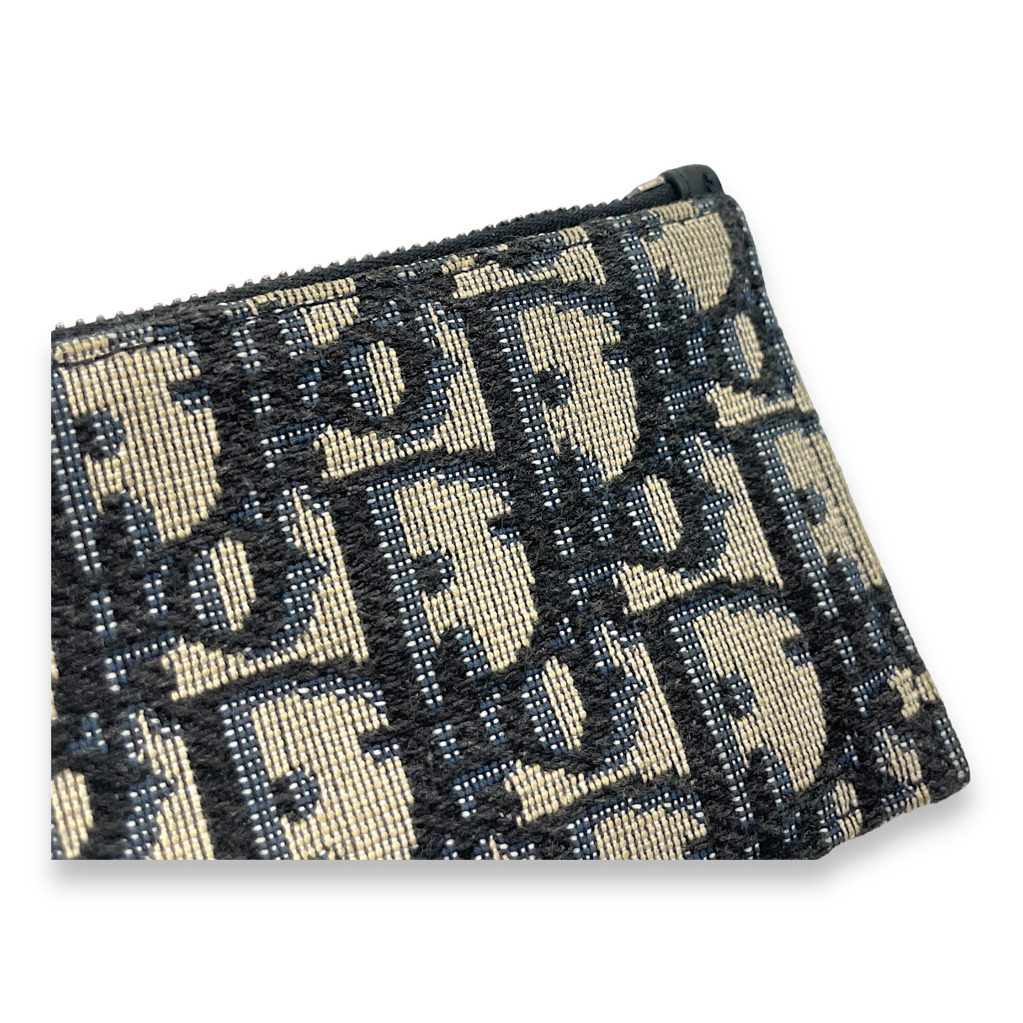 Oblique Blue Card Holder in Jacquard, Silver hardware