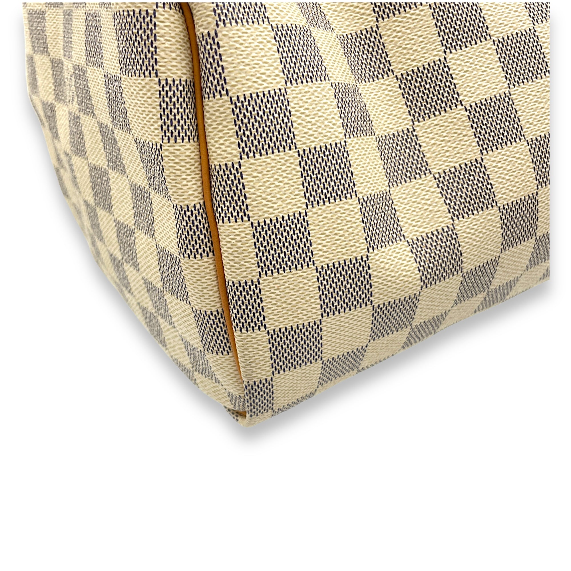 Speedy Damier Azur Top Handle Bag in Coated Canvas, Gold hardware