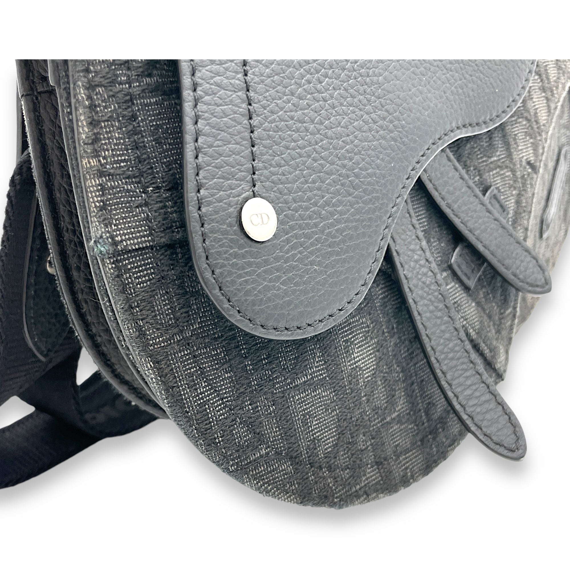 Saddle Black Crossbody Bag in Jacquard, Silver hardware