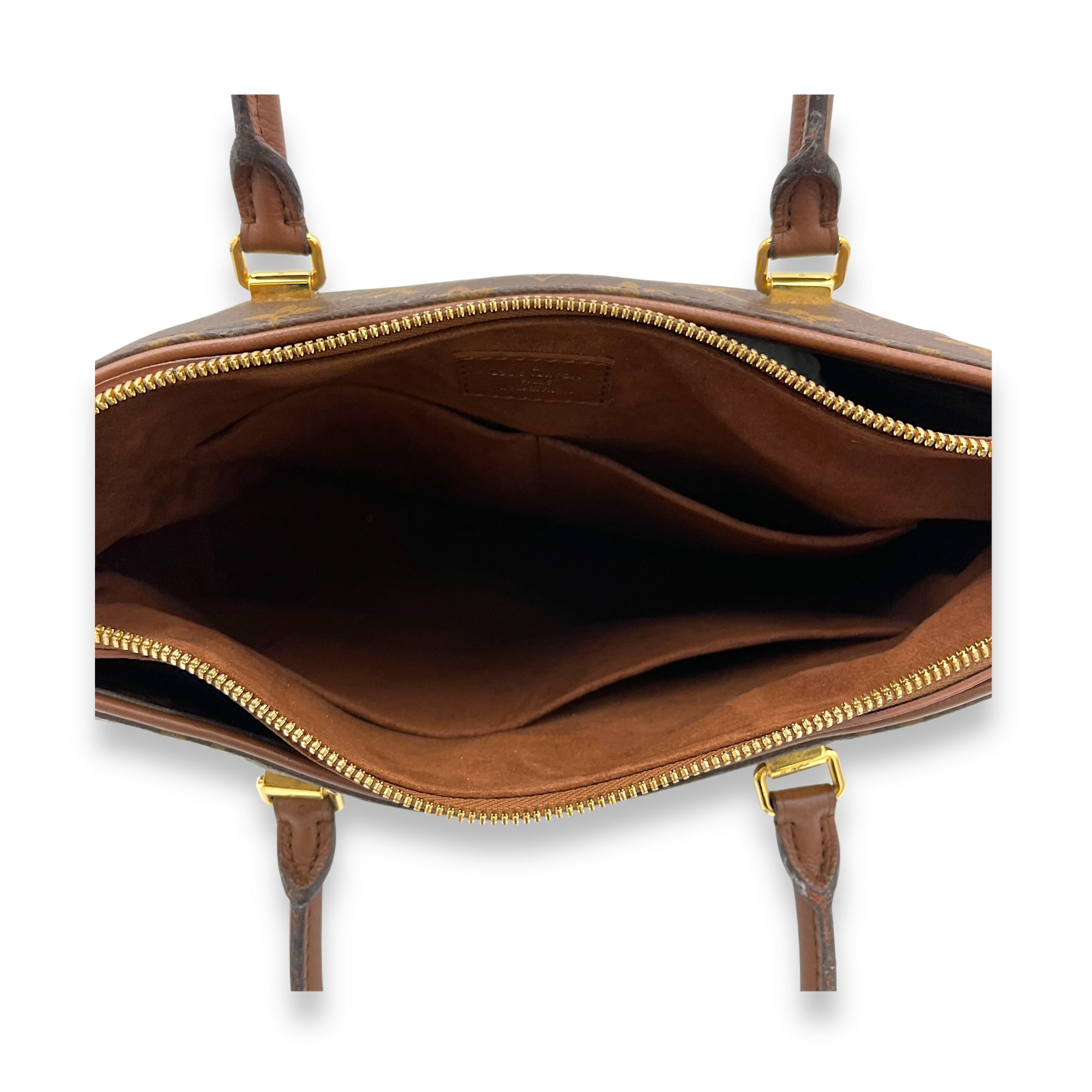 Pallas Top Handle Bag MM Brown in Monogram Coated Canvas, Gold hardware