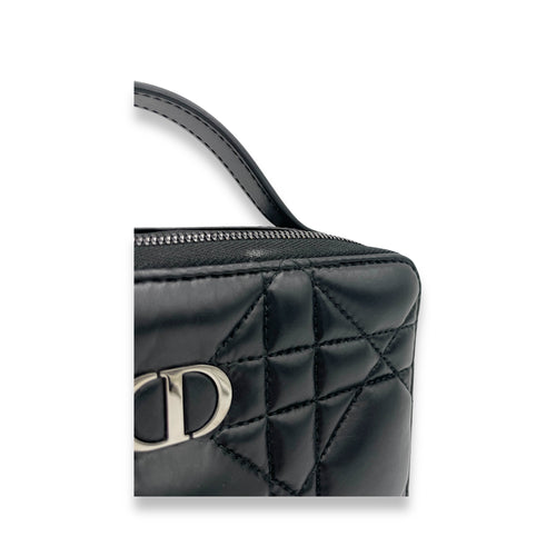 Caro Box  Crossbody Bag Black in Lambskin, Silver