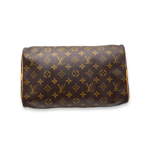 Speedy Bandouliere Brown Top Handle Bag in Monogram Coated Canvas, Gold hardware