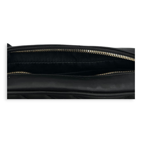 Lou Crossbody Bag Medium Black in Calfskin, Gold hardware