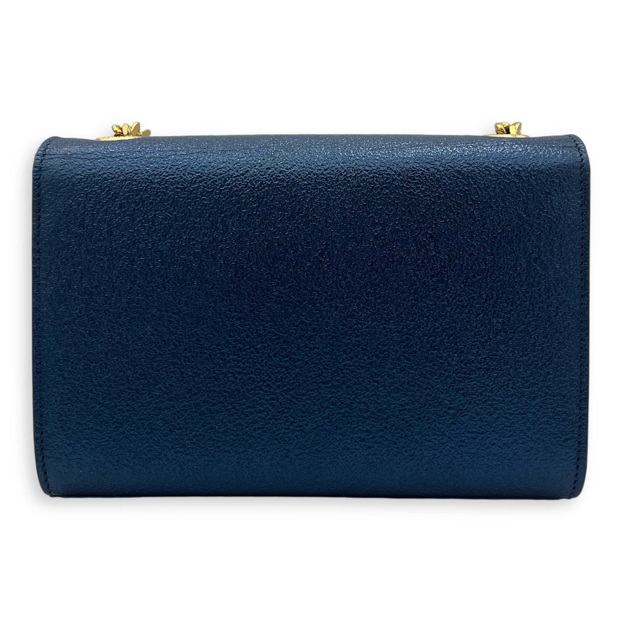 Kate Mini Blue Crossbody Bag in Calfskin, Gold hardware