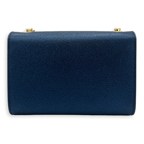 Kate Mini Blue Crossbody Bag in Calfskin, Gold hardware