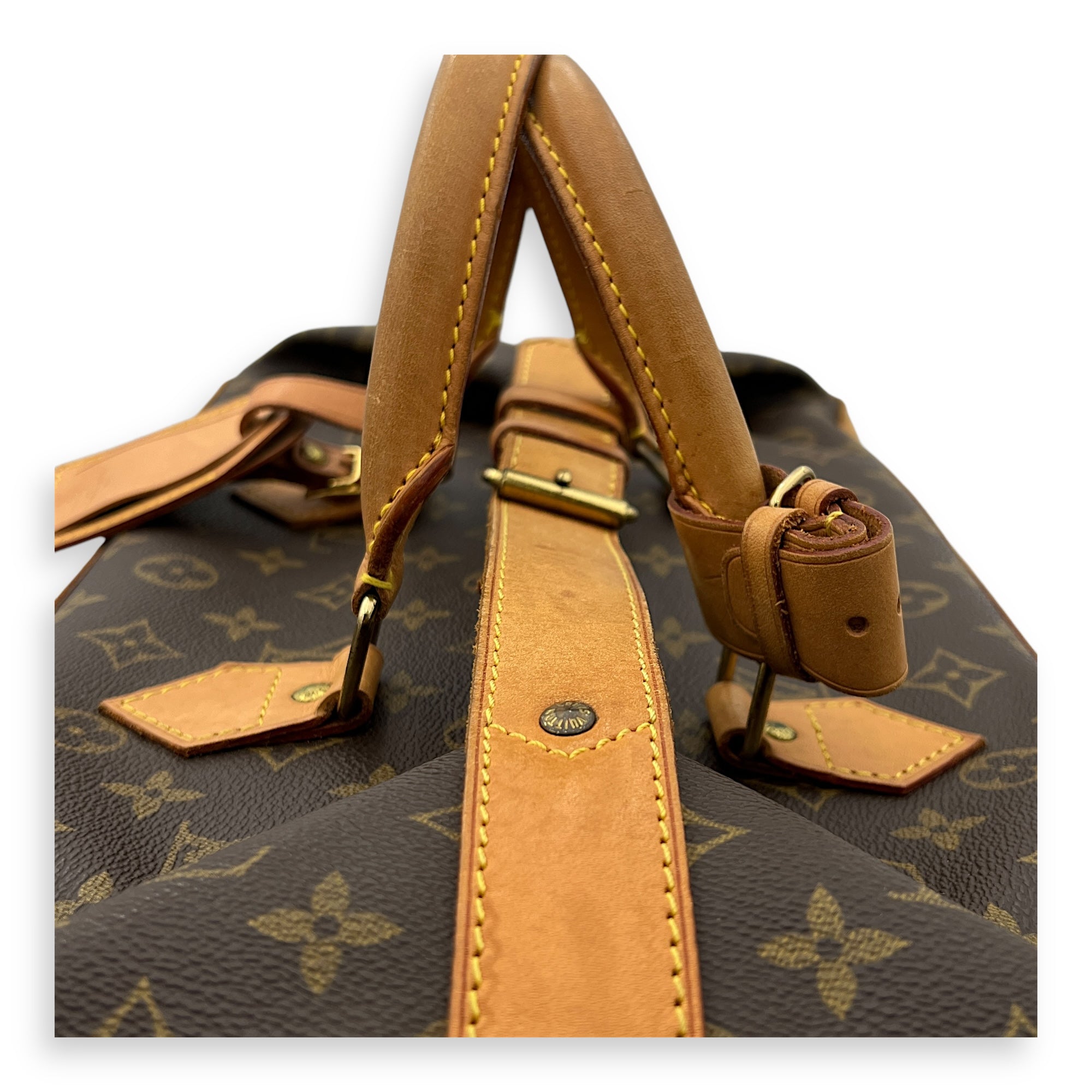 Cruiser Top Handle Bag Brown in Monogram Coated Canvas, Gold hardware