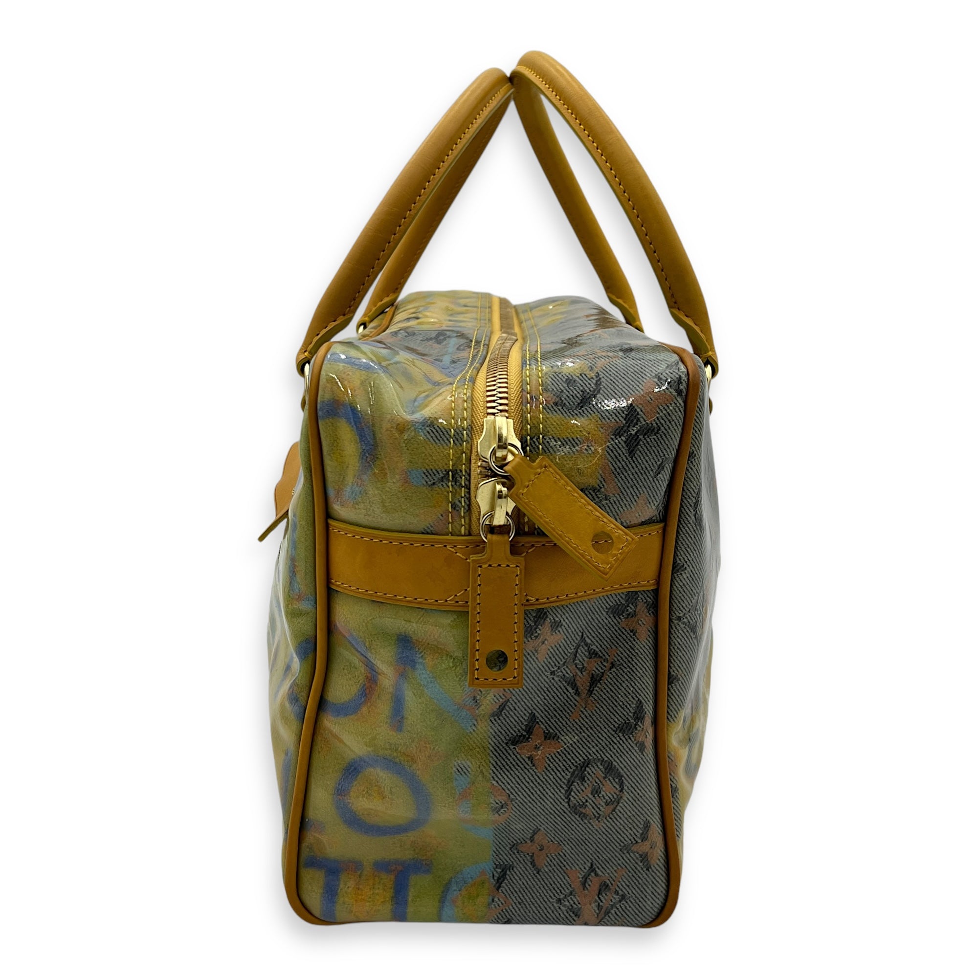 Richard Prince Pulp Weekender Yellow Top Handle Bag in Vinyl, Gold hardware