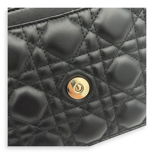 Miss Dior Black Top Handle Bag in Lambskin, Gold hardware