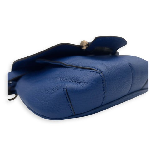 Bamboo Crossbody Bag Blue in Calfskin, Silver hardware