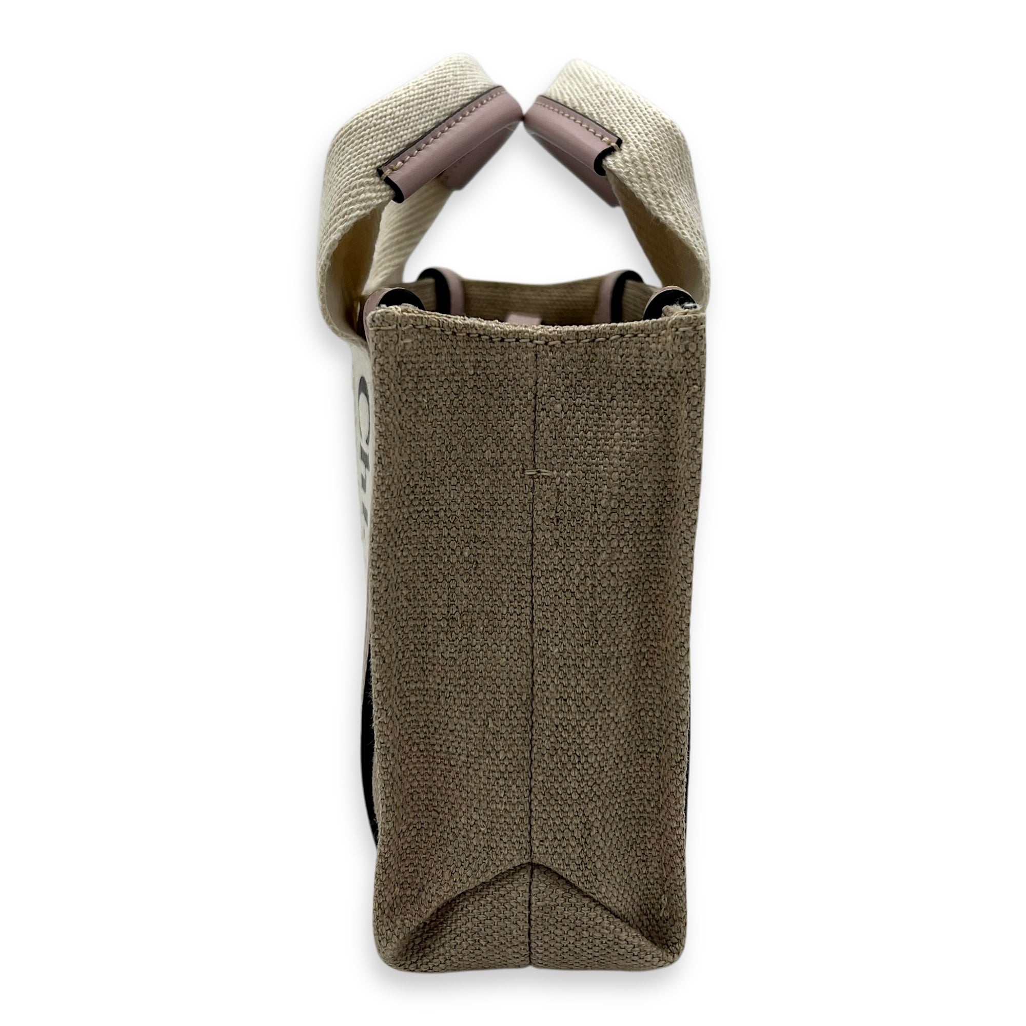 Woody Top Handle Bag Mini Pink in Canvas, Silver hardware