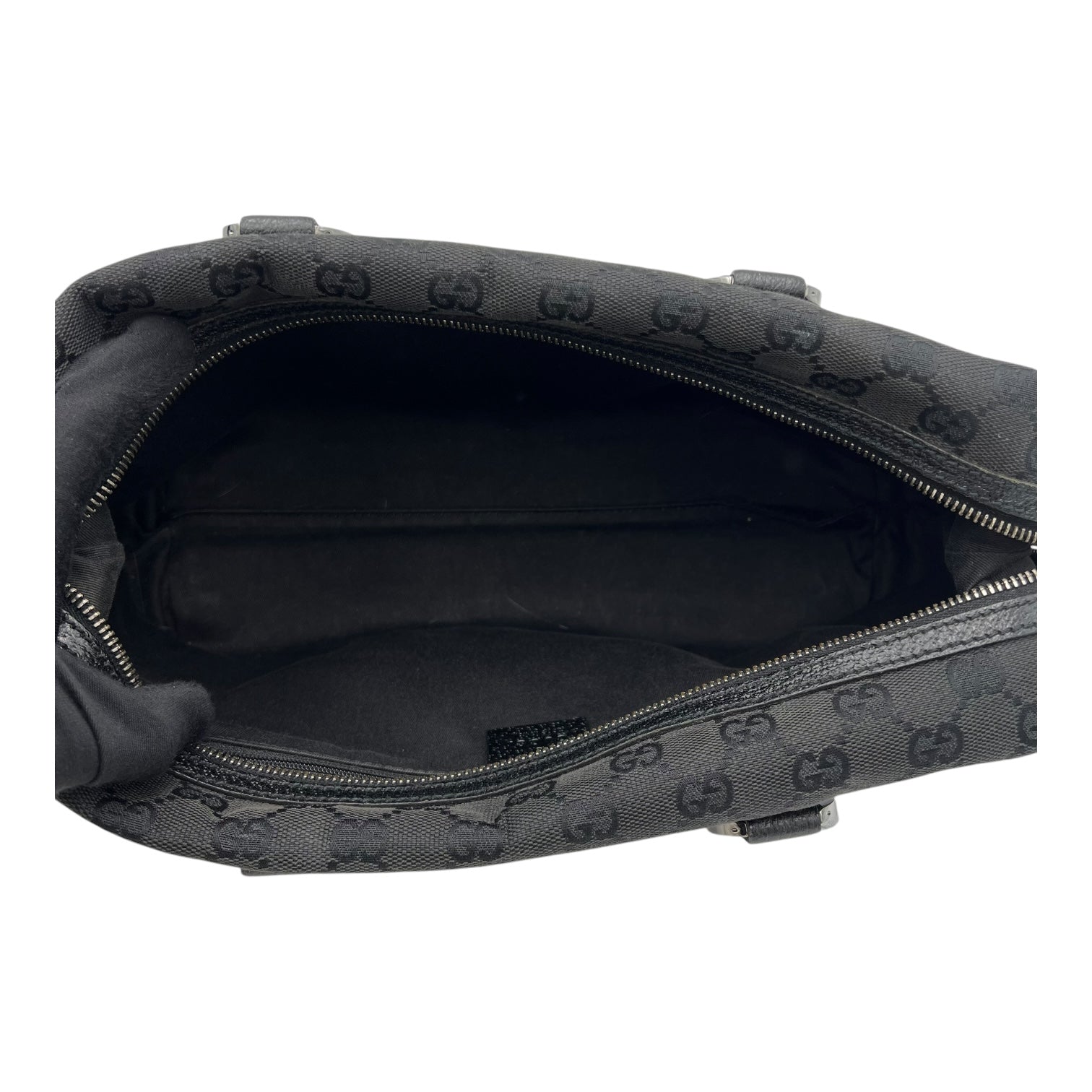 Gucci GG Top Handle Bag Black in Canvas, Silver hardware_6