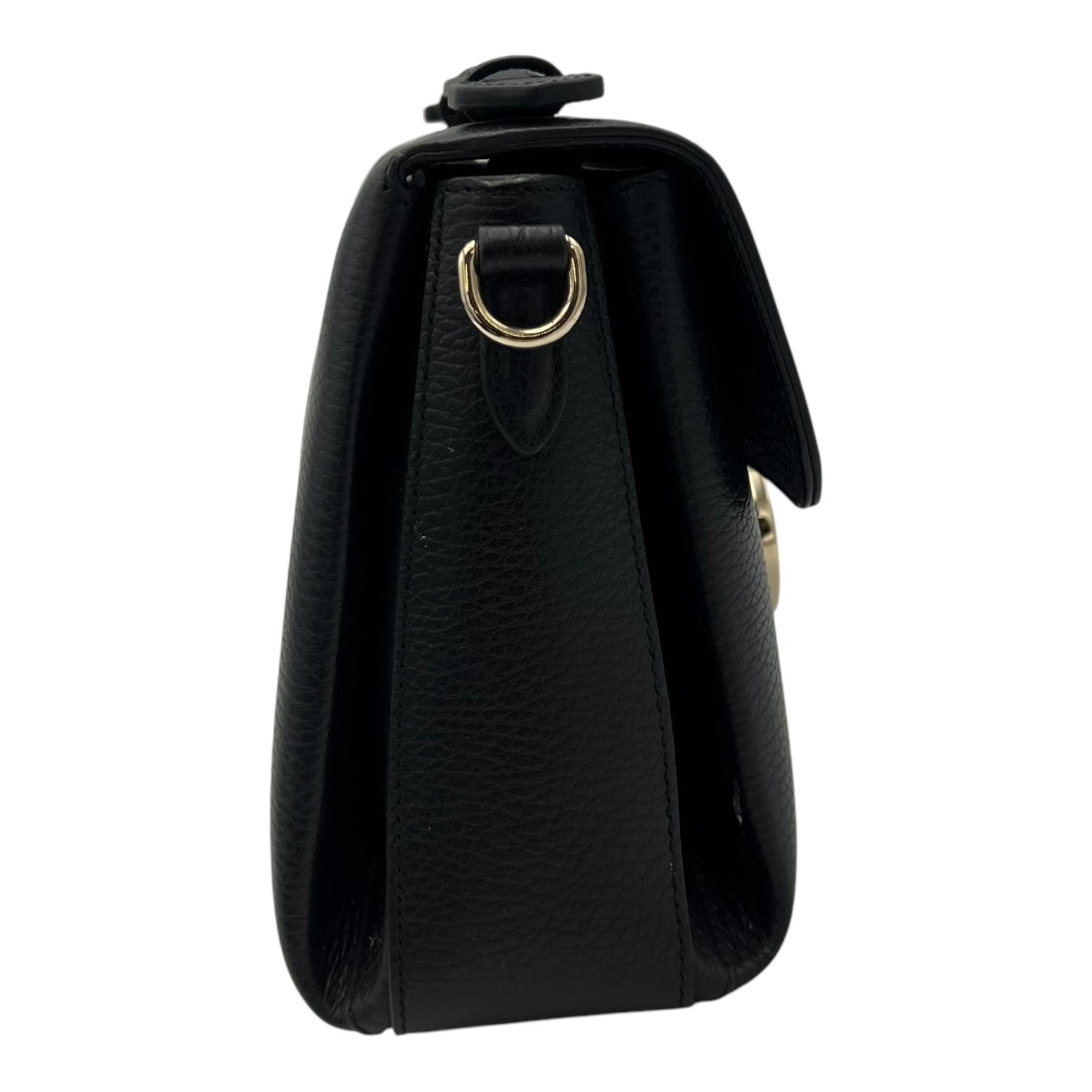 Gucci Interlocking G Top Handle Bag Black in Calfskin, Gold hardware_3