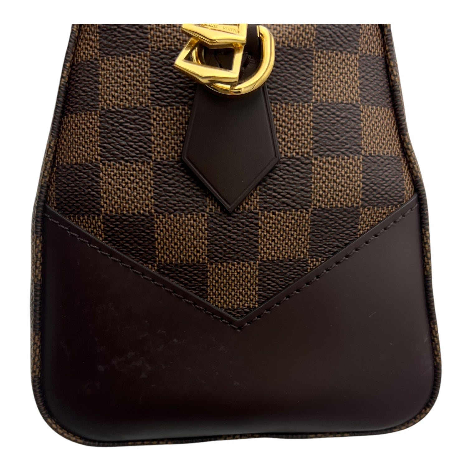 Louis Vuitton Kensington Top Handle Bag Damier Ebene in Coated Canvas, Gold hardware_11