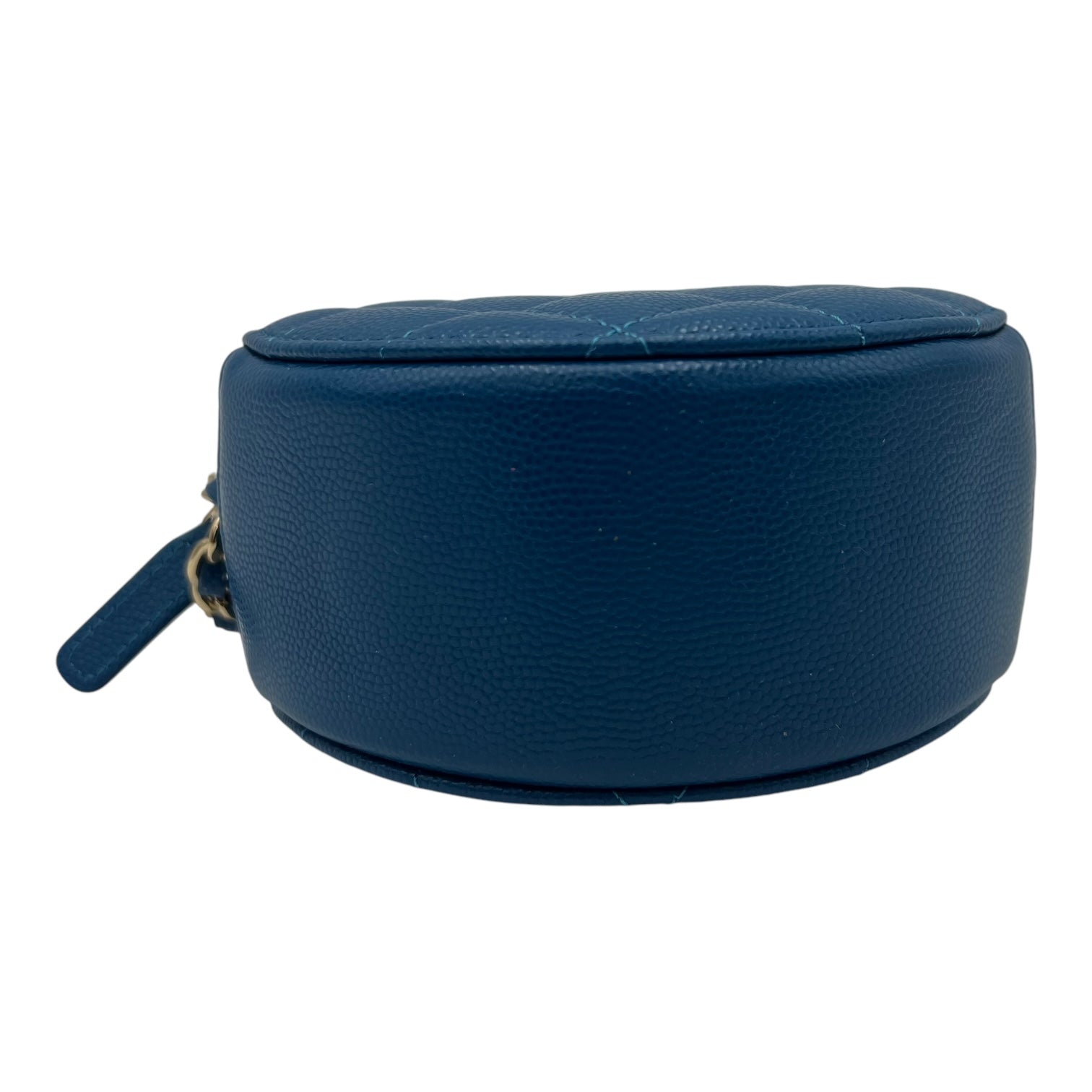 Chanel Round CC Crossbody Bag Blue in Caviar Leather, Gold hardware_5