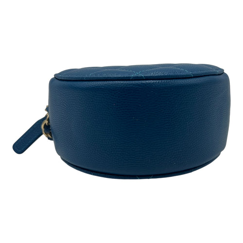 Chanel Round CC Crossbody Bag Blue in Caviar Leather, Gold hardware_5