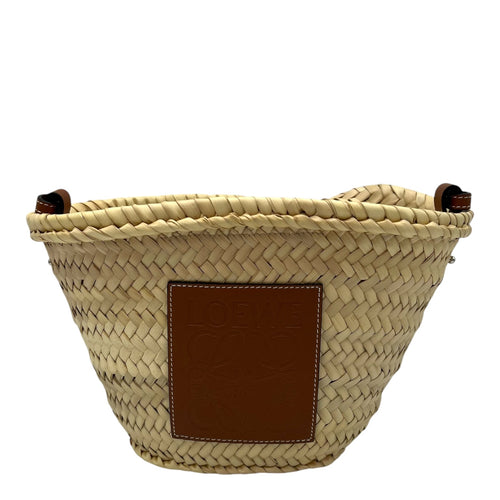 Loewe Anagram Bucket Bag Beige in Raffia, Silver hardware_1
