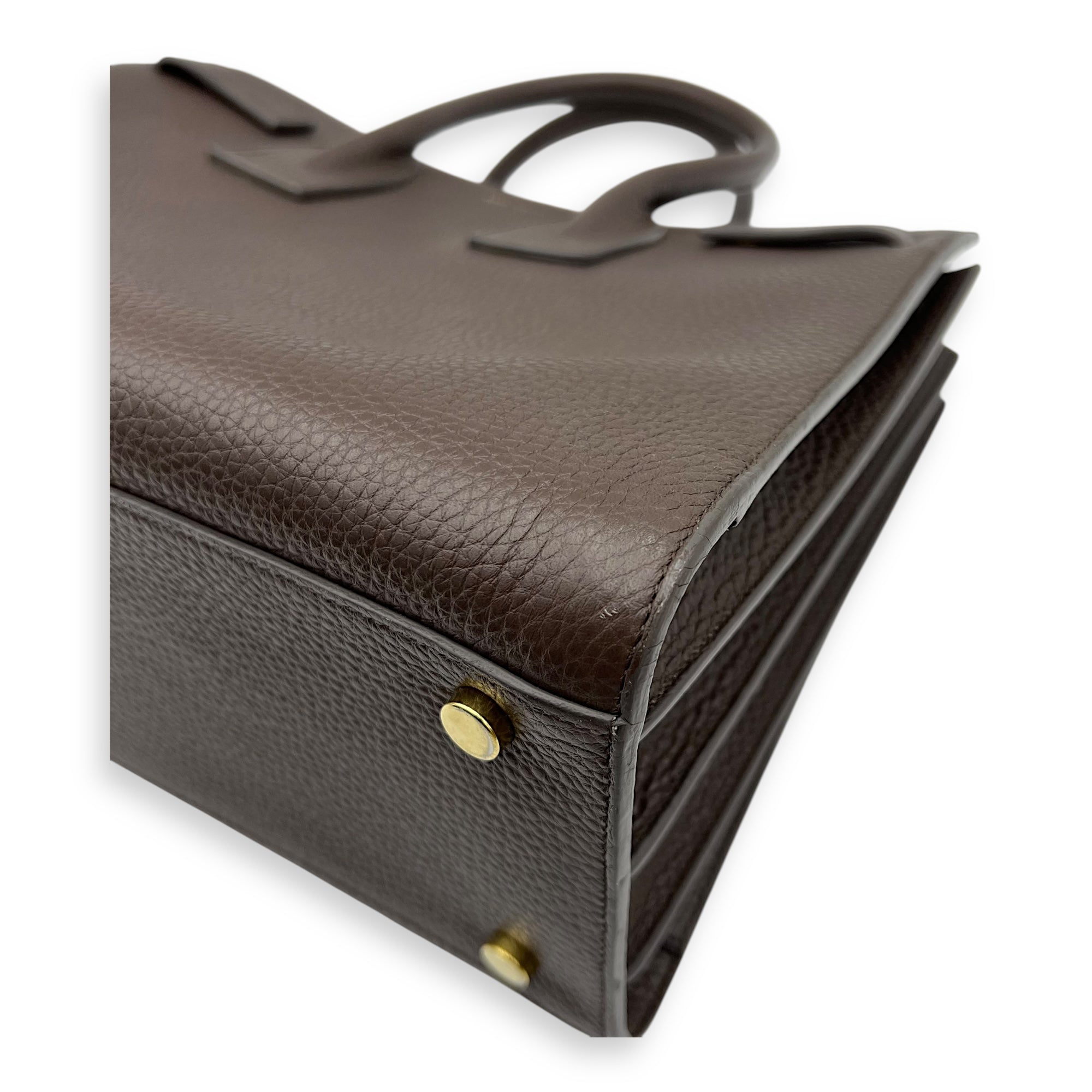 Saint Laurent Sac de Jour Small Brown Top Handle Bag in Calfskin, Gold hardware_11