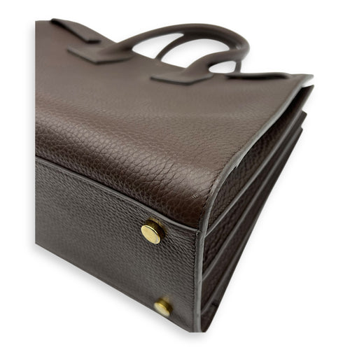 Saint Laurent Sac de Jour Small Brown Top Handle Bag in Calfskin, Gold hardware_11