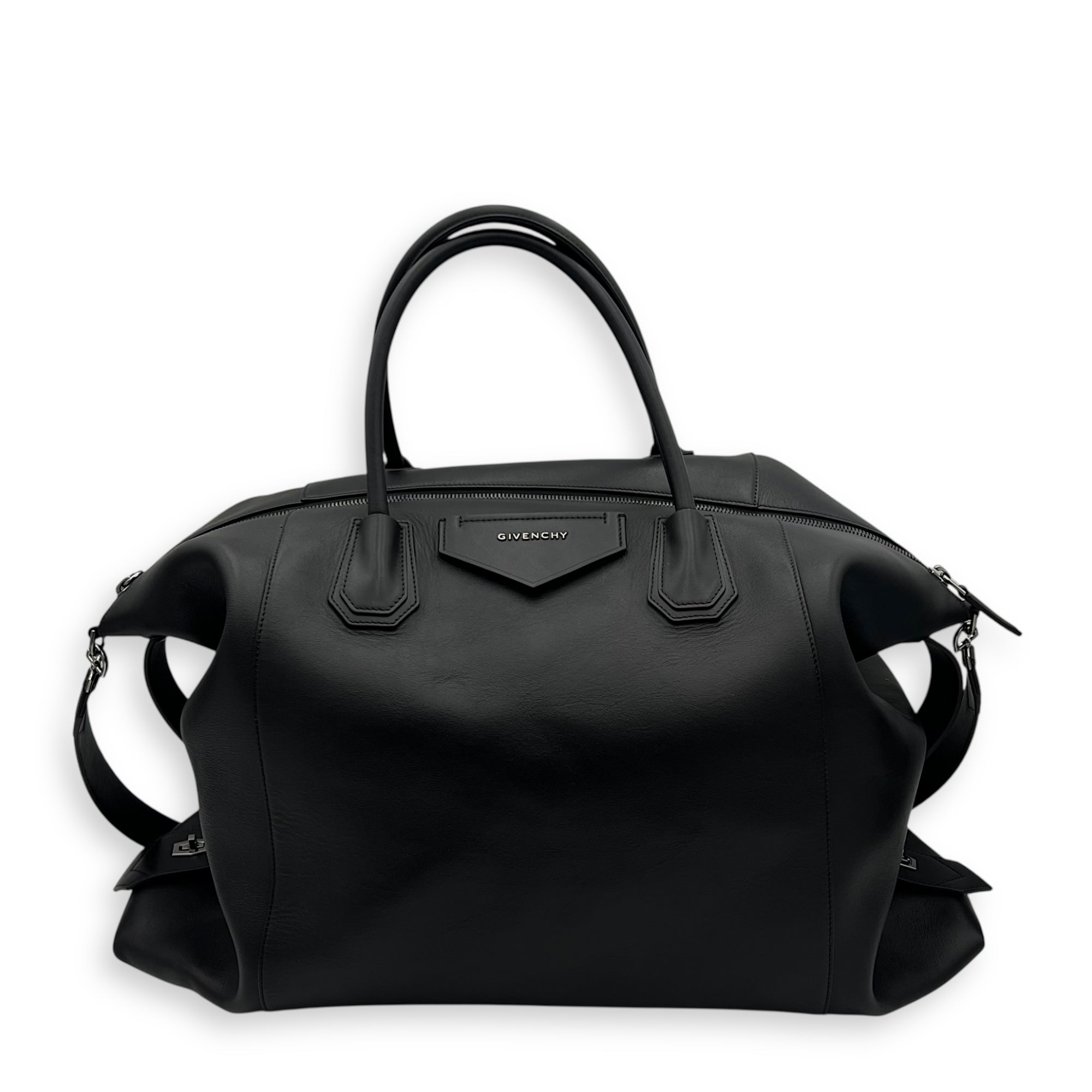 Givenchy Antigona Maxi Black Duffle Bag in Calfskin, Silver hardware_1