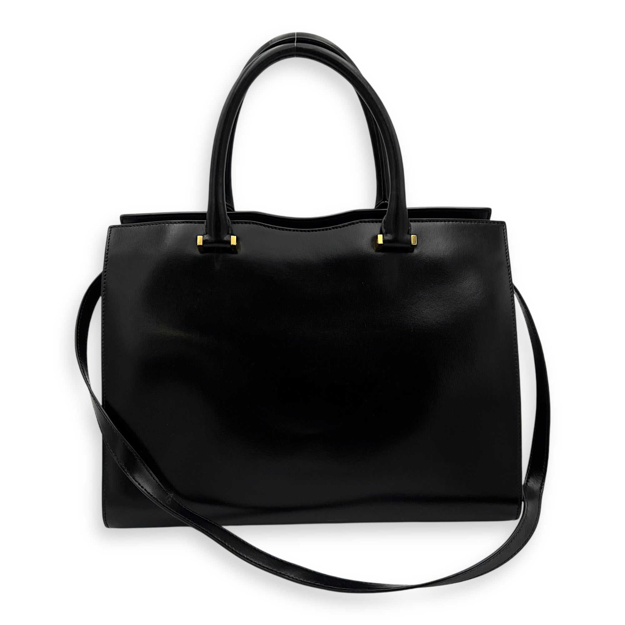 Saint Laurent Uptown Top Handle Bag Black in Calfskin, Gold hardware_2