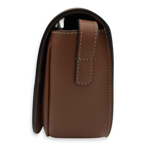 Celine Folco Crossbody Bag Brown in Calfskin, Gold hardware_4