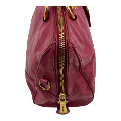 Prada Vitello Shine Top Handle Bag Medium Pink in Calfskin, Gold hardware_10