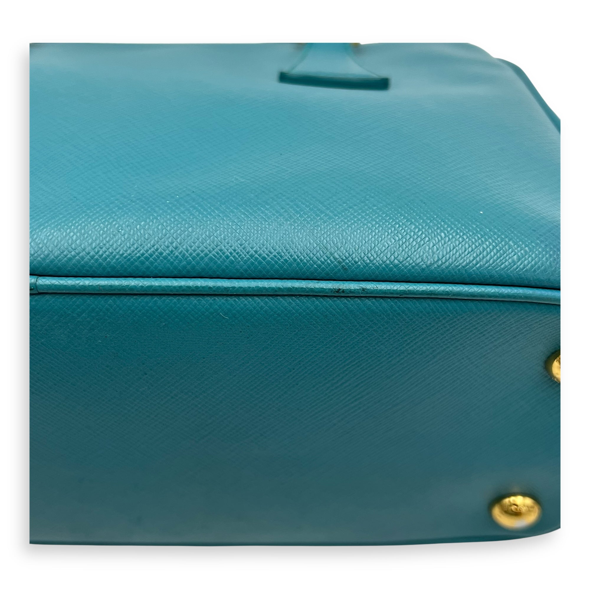 Prada Galleria Top Handle Bag Blue in Saffiano Leather, Gold hardware_11