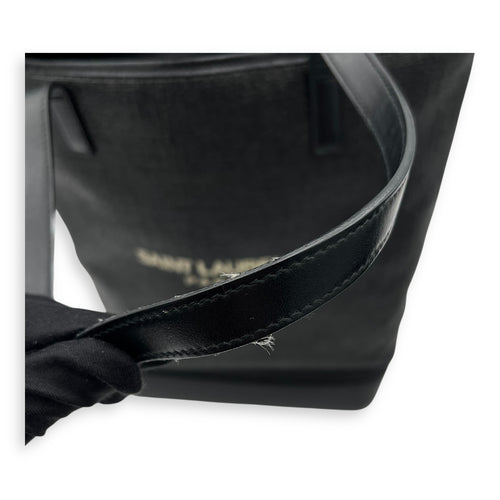 Saint Laurent Teddy Tote Bag Black in Raffia, Silver hardware_6