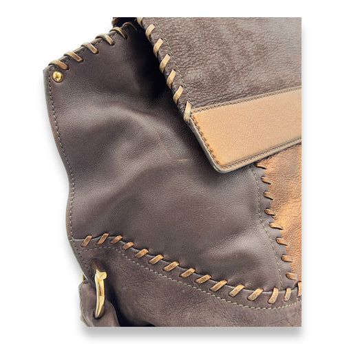 Ferragamo Tote Top Handle Bag Medium Brown in Calfskin, Gold hardware_9