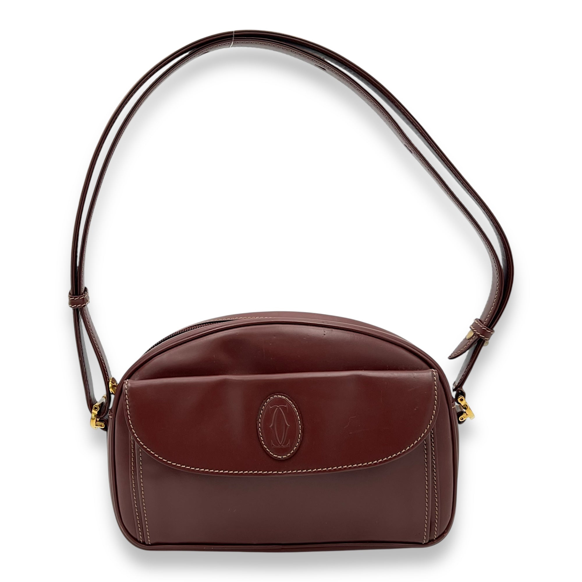 Cartier Must de Shoulder Bag Red in Calfskin, Gold hardware_1