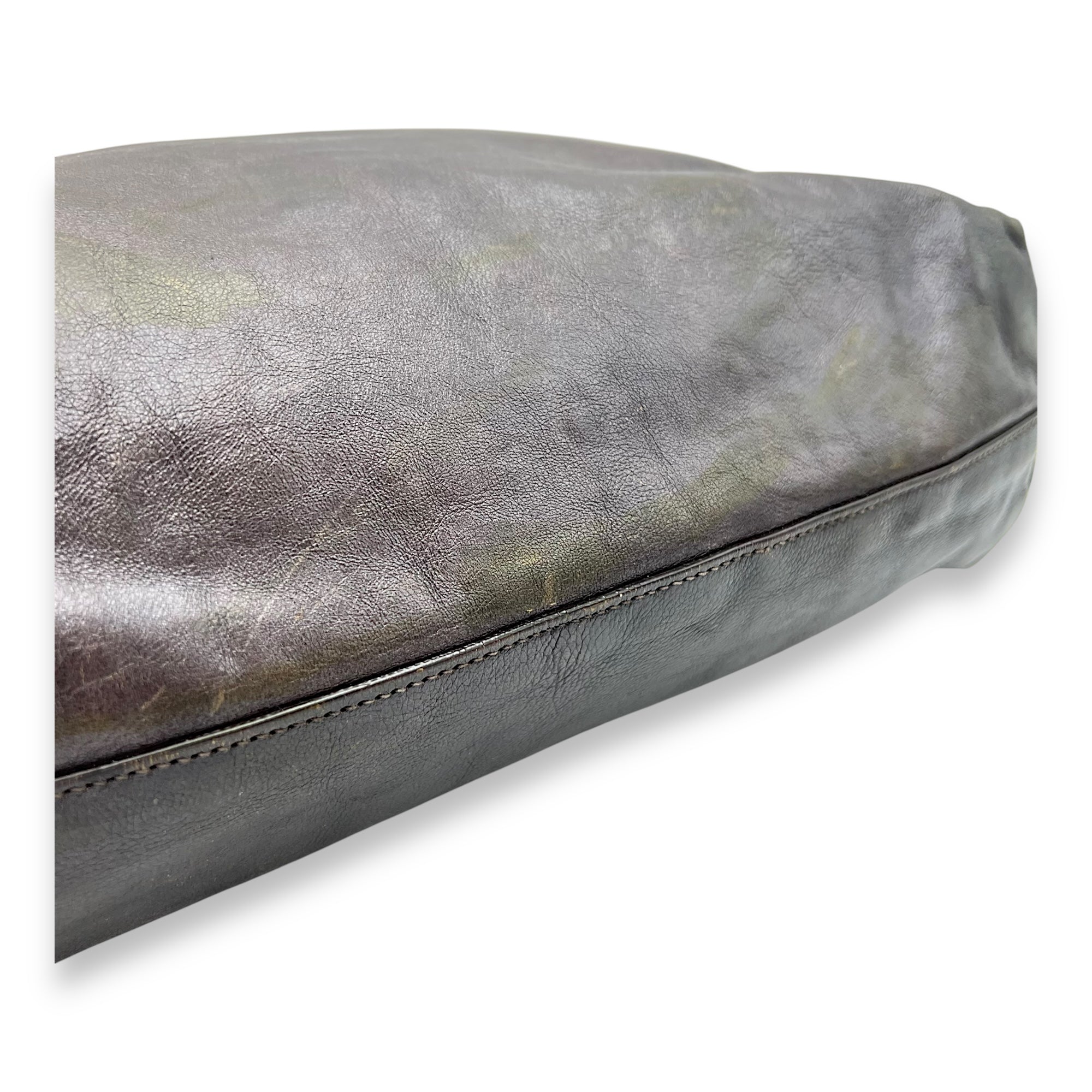 Prada Logo Top Handle Bag Brown in Calfskin, Silver hardware_9