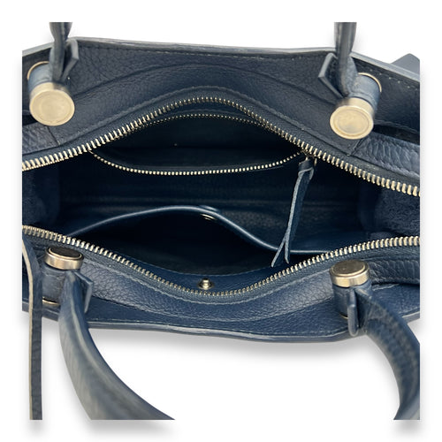 Balenciaga City Blackout Mini Blue Top Handle Bag in Calfskin, Silver hardware_6