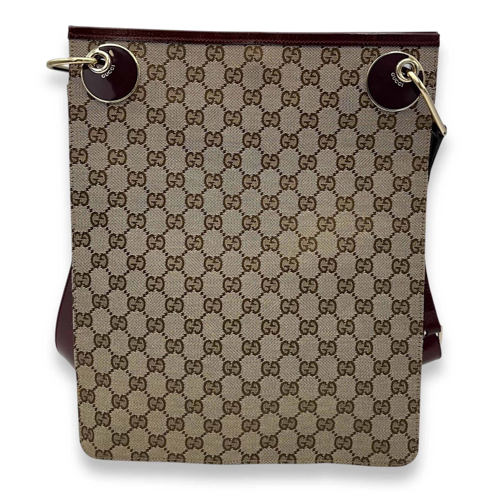 Gucci GG Shoulder Bag Brown in Canvas, Gold hardware_2